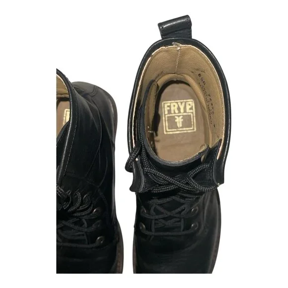 Frye Dark Leather Lace-Up Boots - Picture 5 of 7